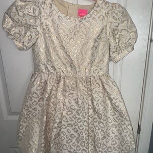 Lilly Pulitzer Zunie Gold Patterned Kids Dress